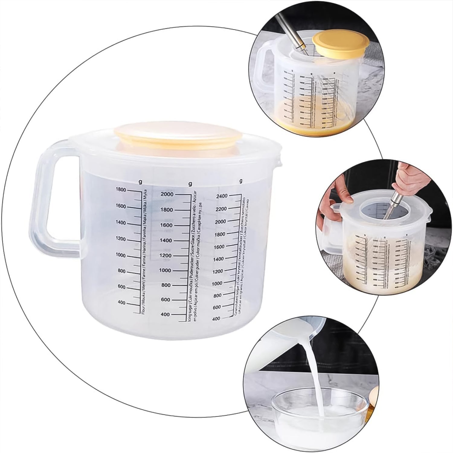 Plastic Baking Measuring Cup 2.5L Measurement with Scale Kitchen Pouring Cup Plastic Baking Measuring Cup 2.5L Measurement with Scale Kitchen Pouring Cup
